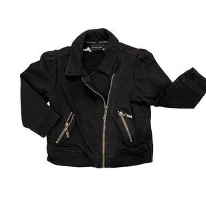 Calvin Klein Biker Jacket Unisex Black Denim Zipper Coat Size 3T